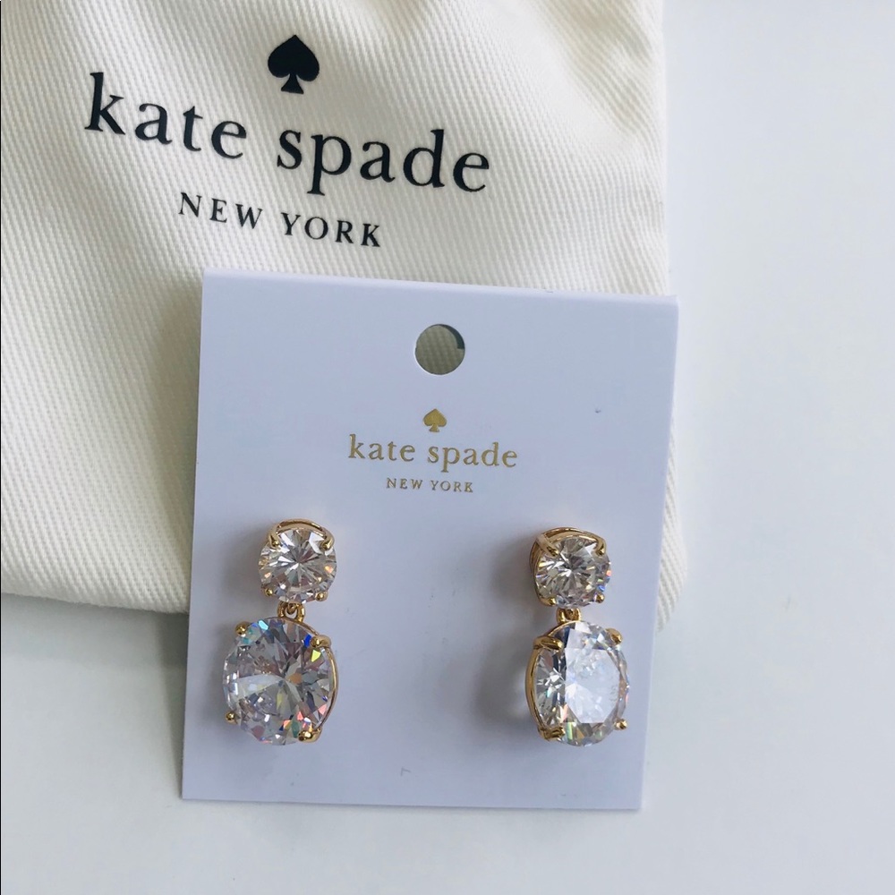 NEW Kate Spade double drop clear earrings